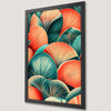 Teal and Coral Leaf Pattern Art Poster for Modern Decor