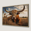 Texas Longhorn Brown Cow Canvas Print for Rustic Decor
