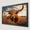 Texas Longhorn Cow Art Poster for Rustic Farmhouse Decor