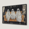 Three Ghosts on Couch Framed Canvas Print Whimsical Art