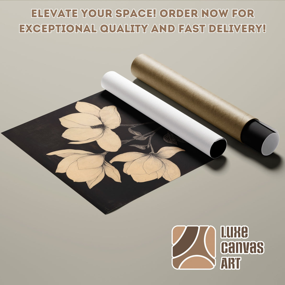 Floral Poster Roll art print in neutral tones. Elevate your space with this stylish wall art. Order now!