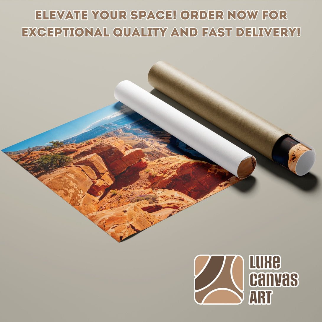 Poster Roll featuring a desert landscape print, warm color palette, perfect for home decor.