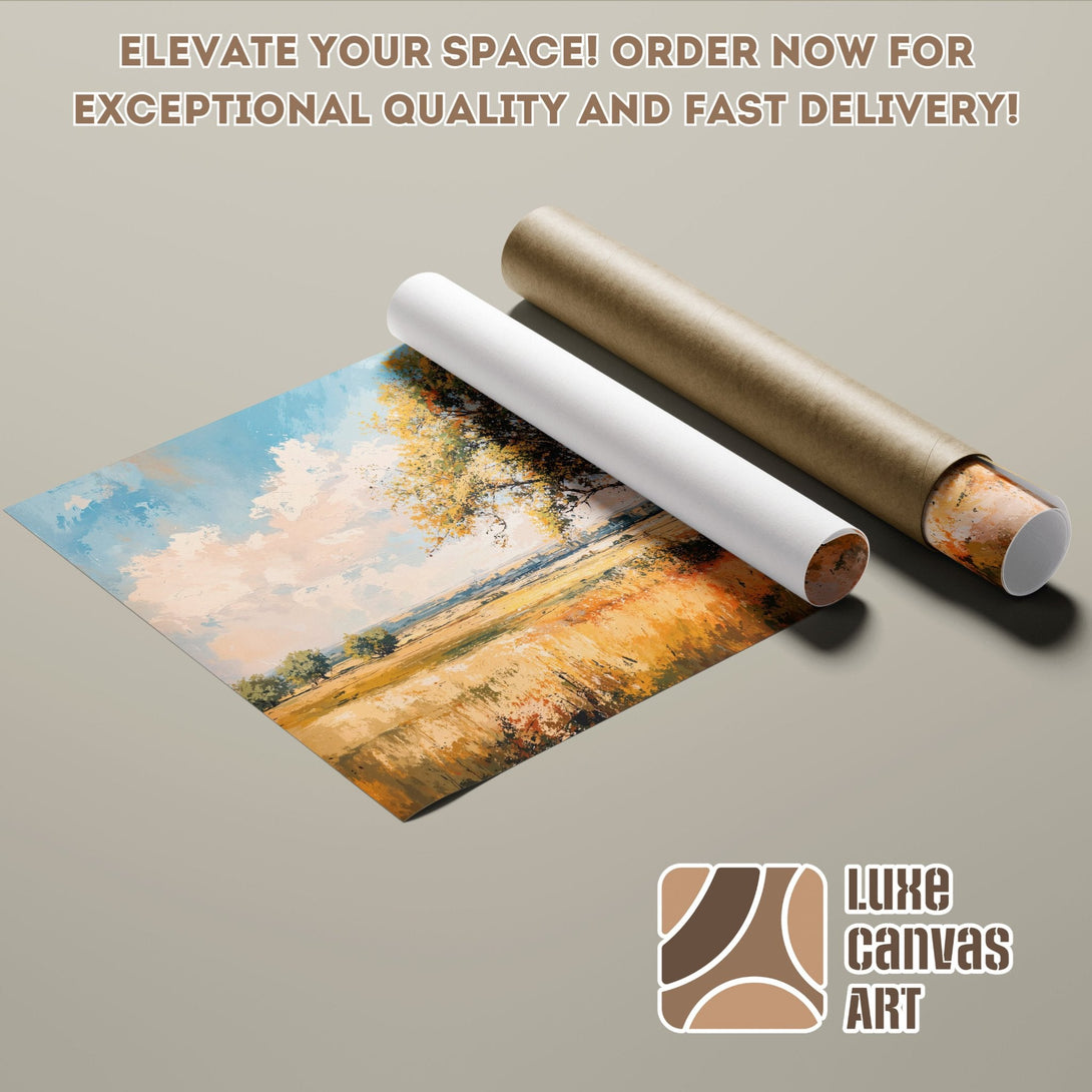 Poster Roll of landscape art in warm, earthy tones. Elevate your space!