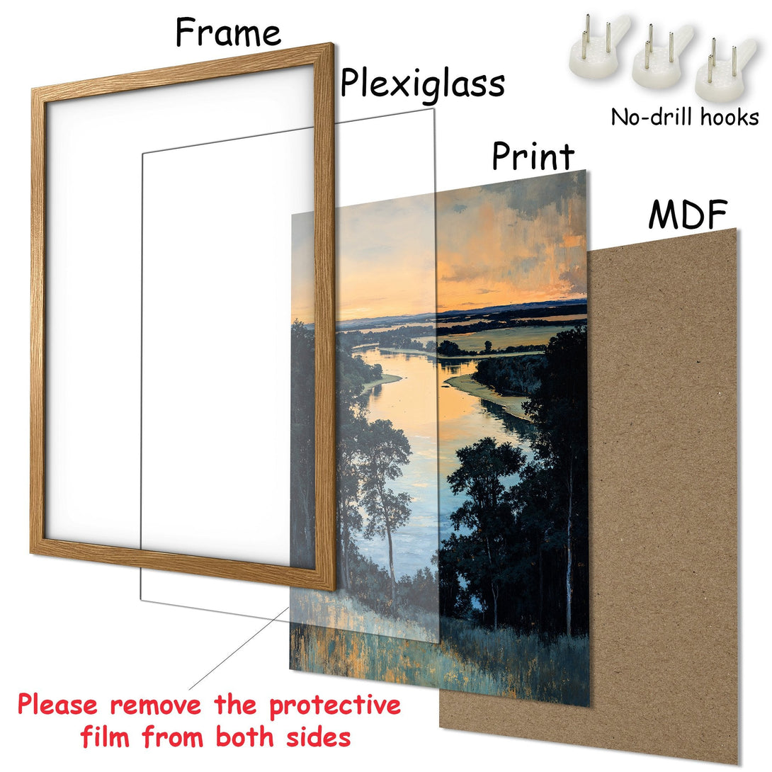 Framed Poster featuring a landscape painting in a warm, earthy color palette. Perfect wall art for your home!