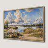 Tranquil Lake Landscape Canvas Print with Cloudy Sky