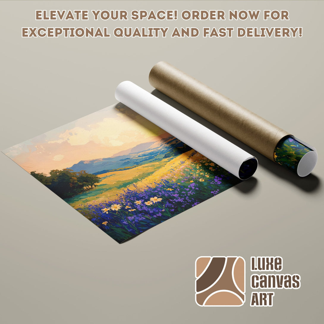 Poster Roll featuring a landscape painting in warm tones, perfect for home decor. Order yours today!