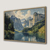 Tranquil Mountain Lake Framed Canvas Print Art