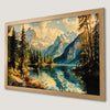 Tranquil Mountain Lake Scene Art Poster for Rustic Decor