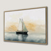 Tranquil Ocean Scene with Sailboat Framed Canvas Print