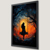 Tranquil Sunset Silhouette Art Poster of Girl on Swing