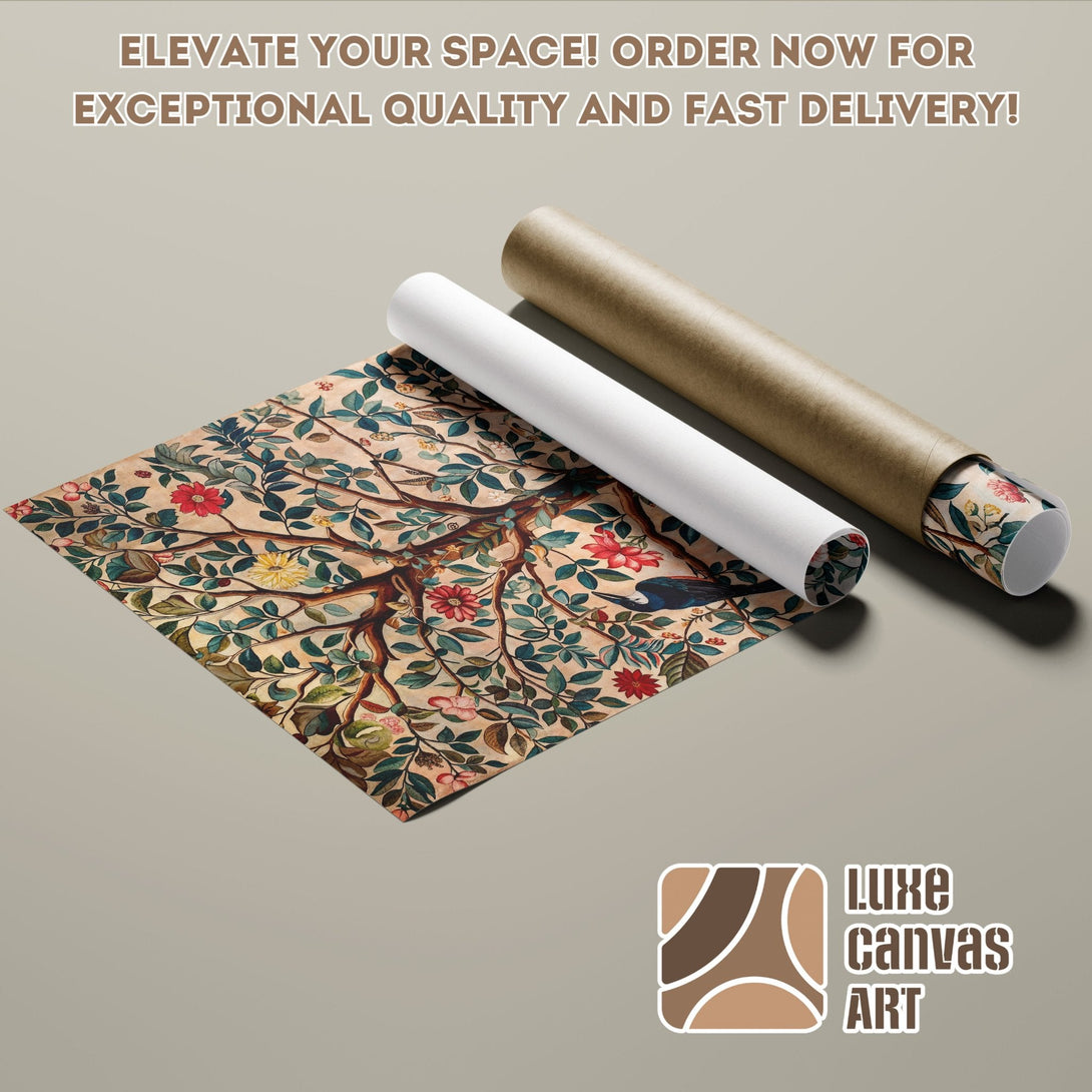 Poster Roll featuring a floral design in earth tones, perfect for home decor.