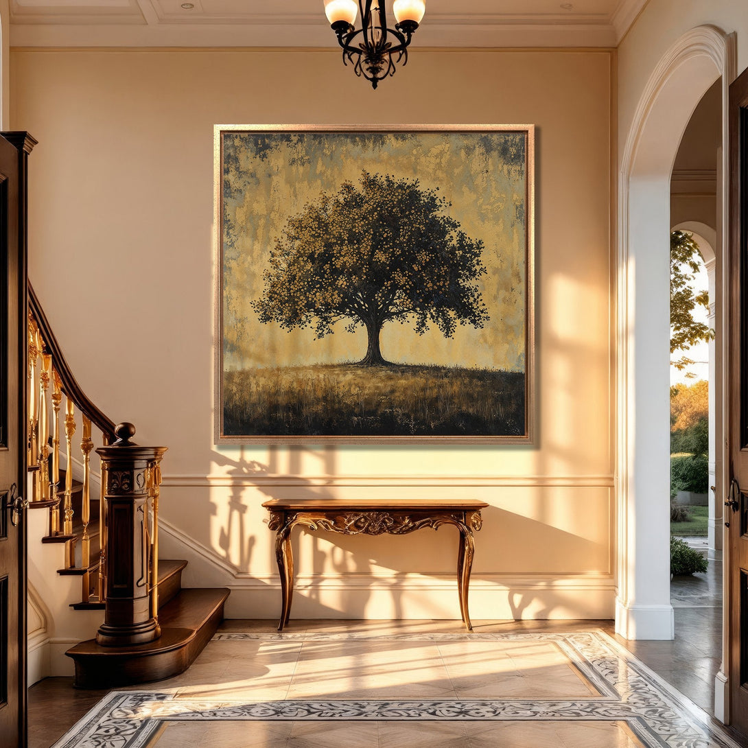 Framed Wall Art: Majestic tree art print in a warm, neutral color palette. Perfect for adding a touch of elegance to your home decor. Shop now!