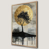 Tree Silhouette with Gold Moon Canvas Print Art