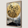 Tree Silhouette with Golden Moon Canvas Print Nature Art