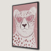 Trendy Cheetah in Pink Sunglasses Framed Canvas Print