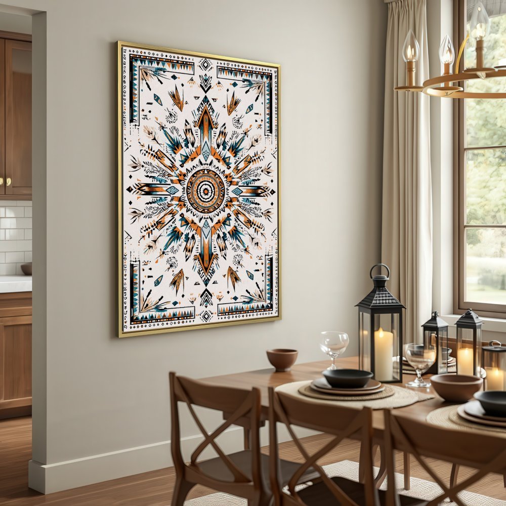 Canvas Print featuring an abstract tribal design. Earth-toned color palette, perfect for bohemian decor. Shop now!
