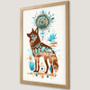 Tribal Wolf Silhouette Art Poster - Boho Wildlife Decor