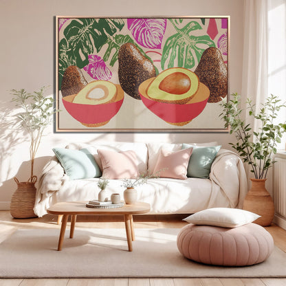 Tropical Avocado Boho Canvas Print Framed Art