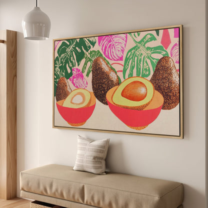 Tropical Avocado Boho Canvas Print Framed Art