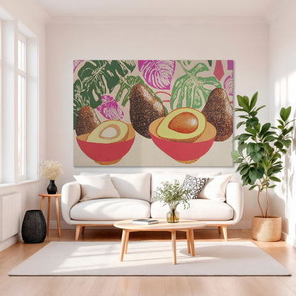 Tropical Avocado Boho Canvas Print Framed Art