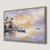 Tropical Harbor Canvas Print with Sailing Boats and Palm Trees