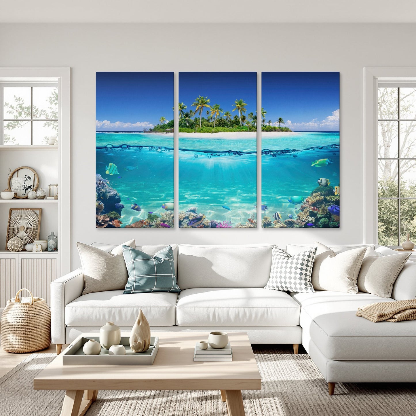 Tropical Island and Coral Reef Canvas Print for Bedroom