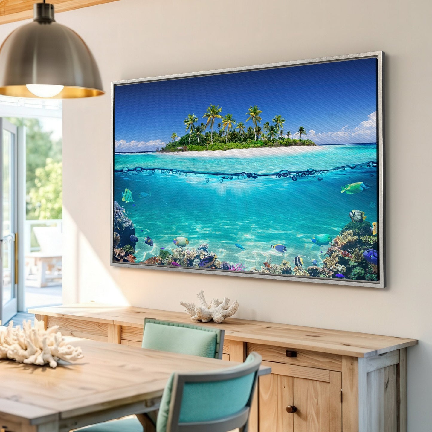 Tropical Island and Coral Reef Canvas Print for Bedroom