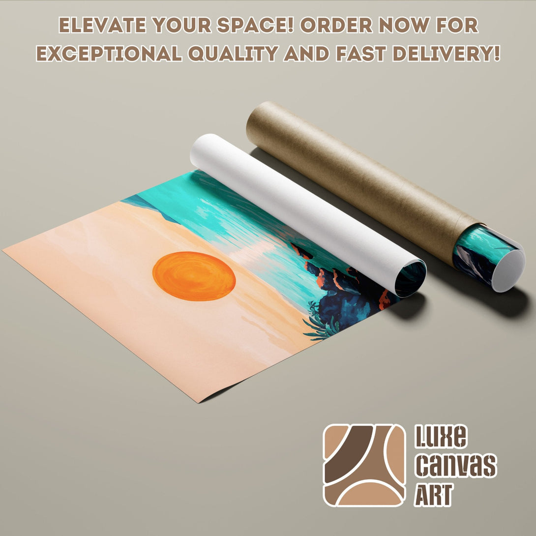 Abstract beach poster roll in warm tones. Elevate your space with this stunning art poster!