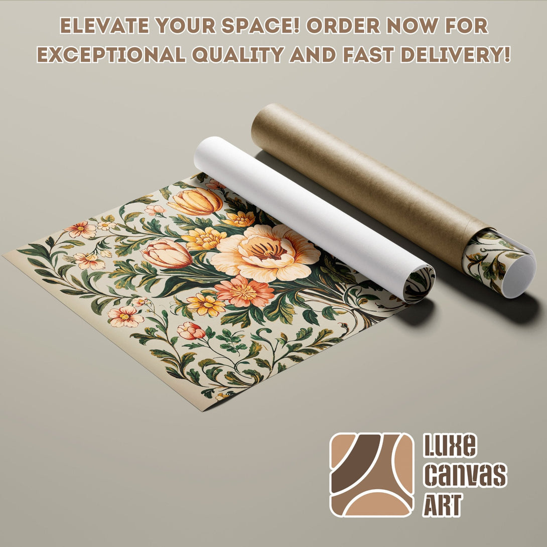 Poster Roll featuring floral art in warm tones. Perfect wall decor!