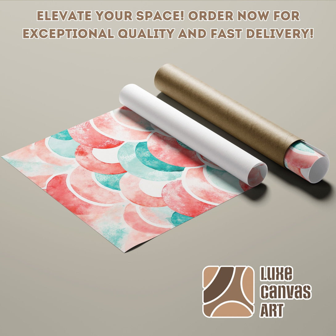 Poster Roll featuring watercolor abstract art in red and teal, perfect for home decor. Order now!