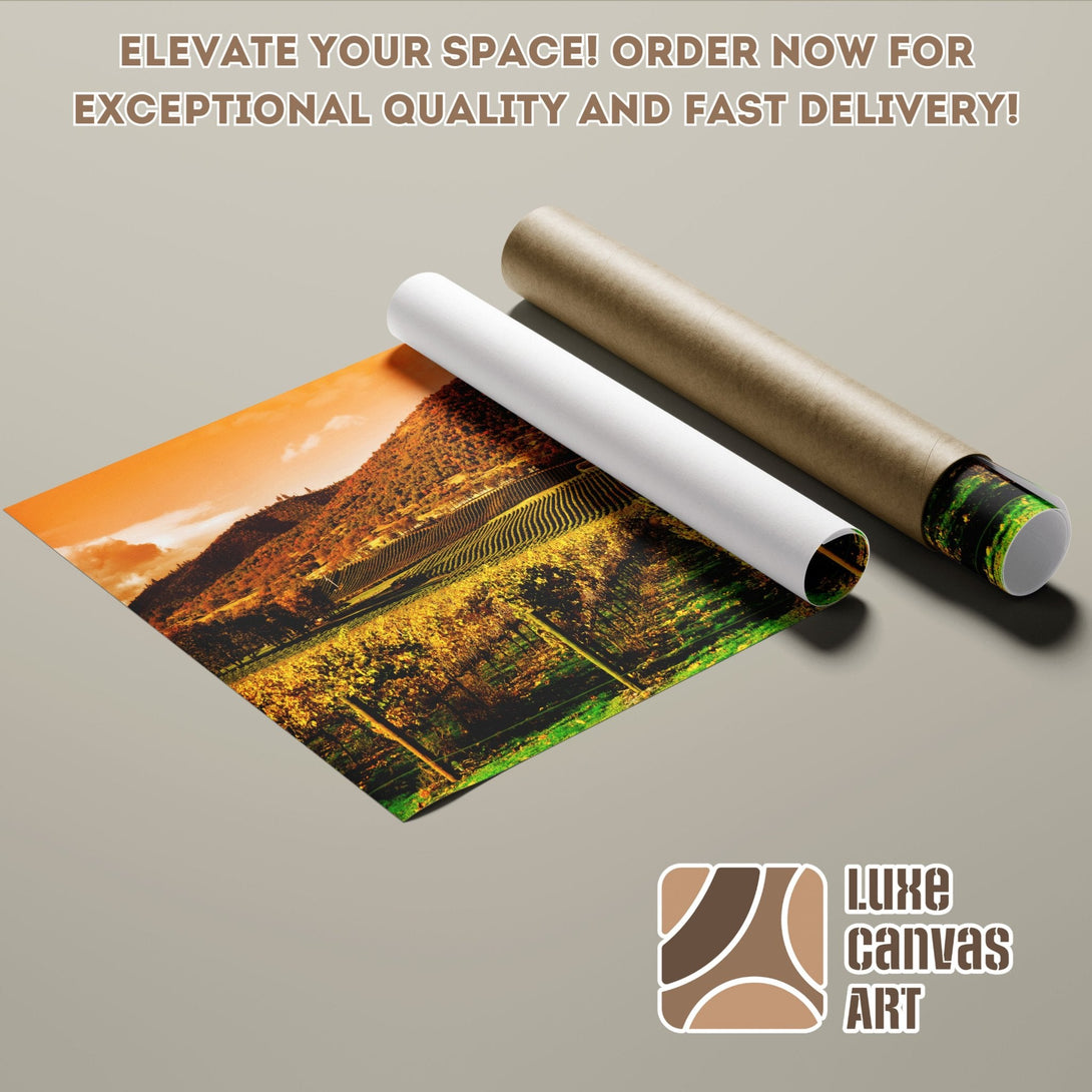 Poster Roll featuring a scenic landscape, warm color palette, perfect for home decor.