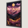 Twilight Mountain Vista Art Poster - Pink Sky and Moonlit Landscape
