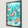 Underwater Sea Turtle Art Poster - Coastal Home Decor