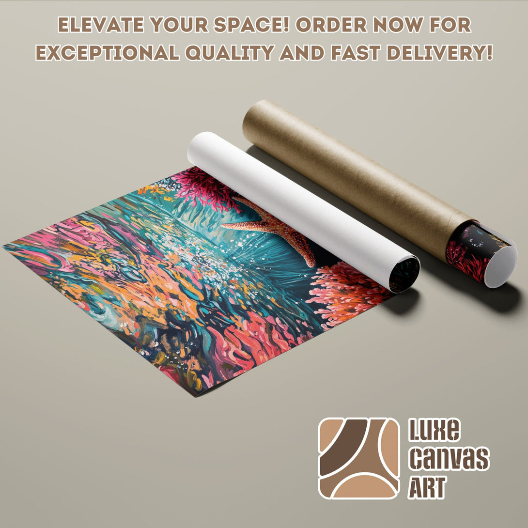 Poster Roll featuring vibrant coral reef art in a colorful palette. Elevate your space with this stunning artwork!