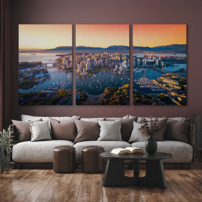 Vancouver Skyline at Sunset Canvas Print