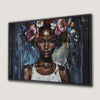 Vibrant Afro Beauty Canvas Print with Floral Crown
