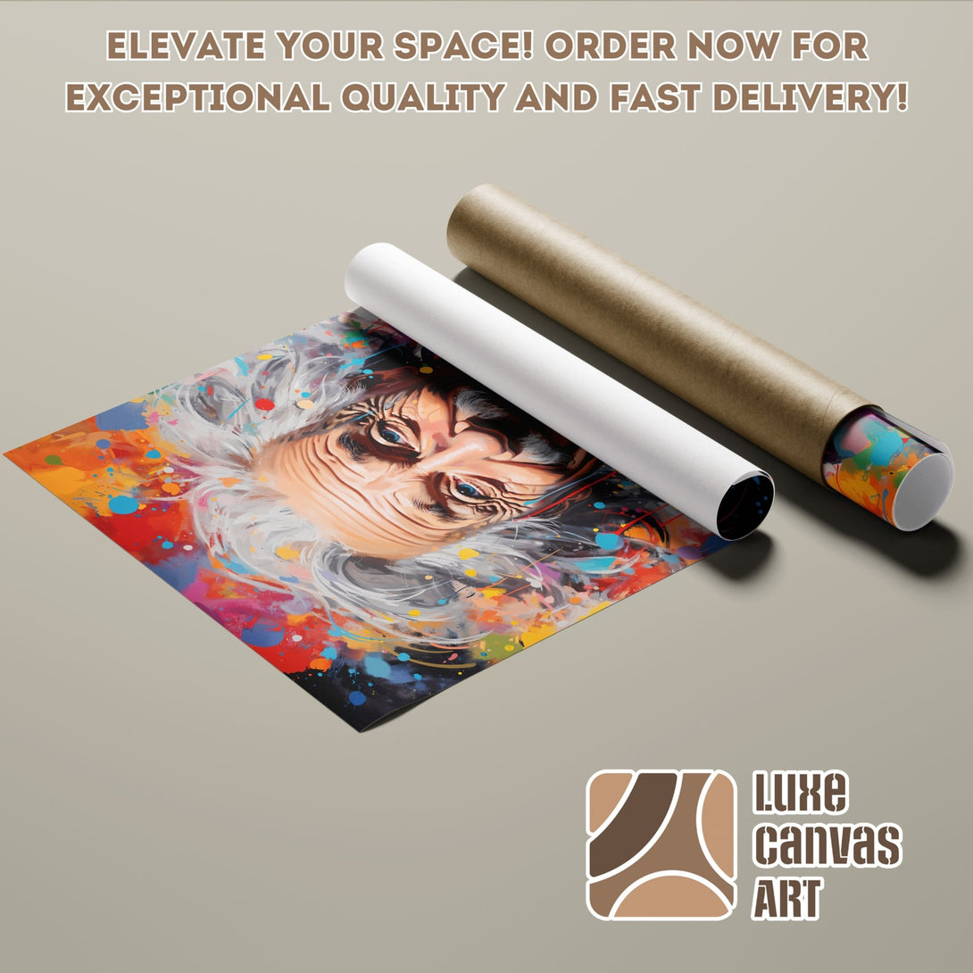 Abstract art Poster Roll featuring a portrait with a colorful palette. Elevate your space with this unique art piece!