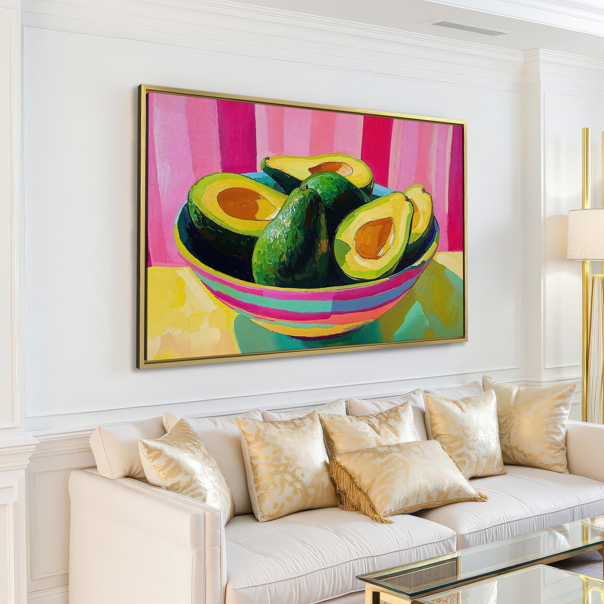 Vibrant Avocado Art Framed Canvas Print for Kitchen