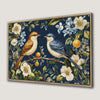 Vibrant Blue and Beige Birds Canvas Print for Spring Decor