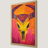 Vibrant Bull Skull Art Poster with Ethnic Geometric Design