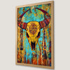Vibrant Bull Skull Geometric Art Poster for Boho Decor