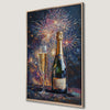 Vibrant Champagne and Fireworks Scene Canvas Print