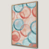 Vibrant Coral and Blue Tones Geometric Circles Canvas Print