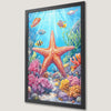 Vibrant Coral Reef Art Poster with Starfish and Fish