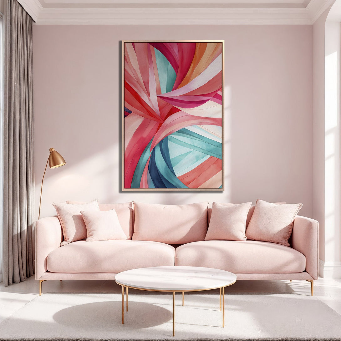 Framed Wall Art: Abstract watercolor art in blush, coral, and teal. Modern decor for a stylish living room. Shop Canvas Prints for your home!