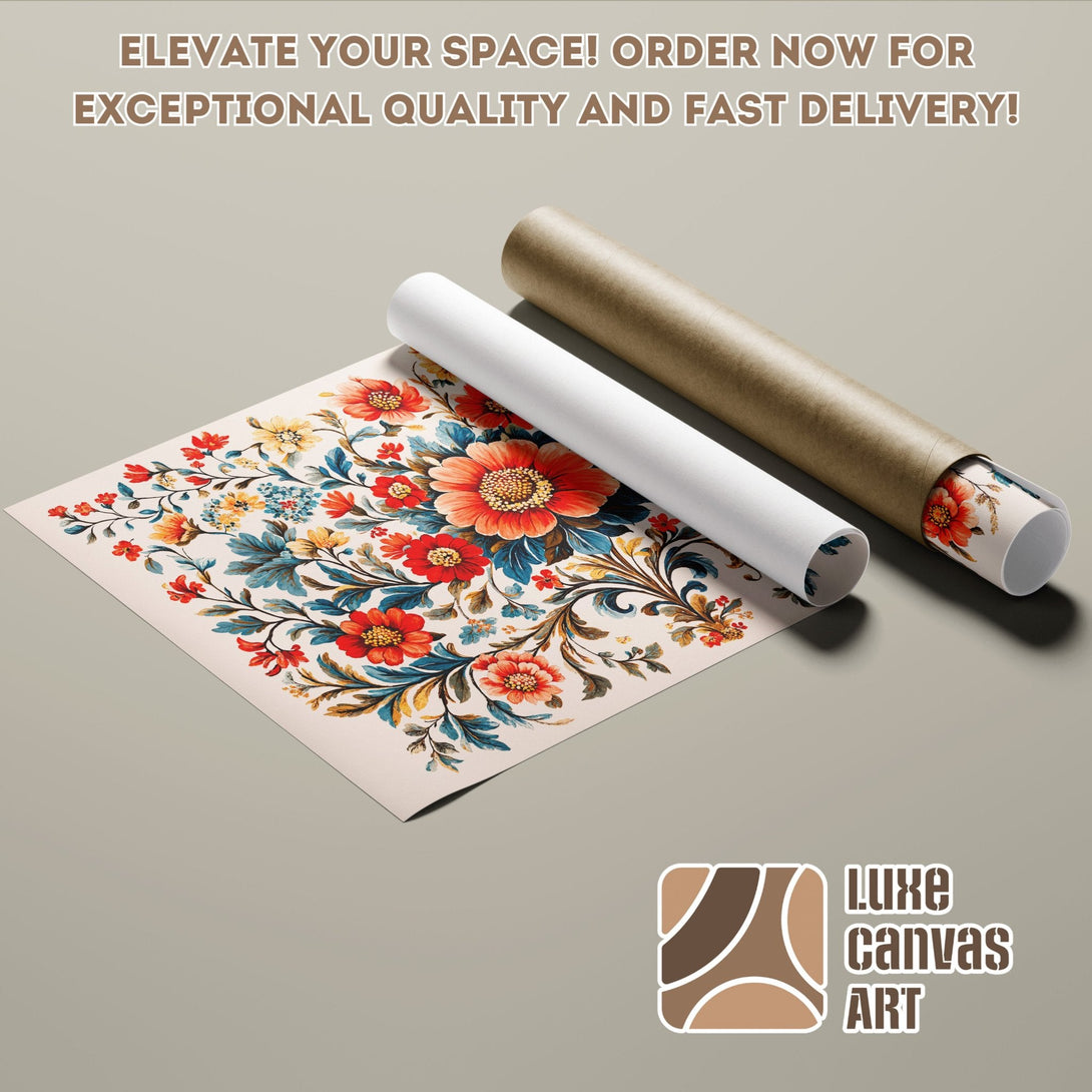 Floral Poster Roll in vibrant colors, perfect for home decor. Order now!