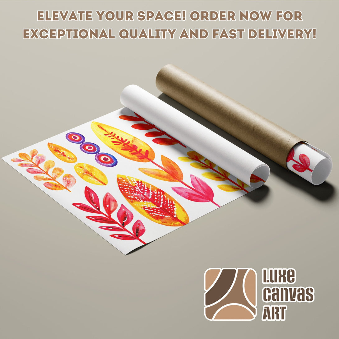 Poster Roll featuring watercolor floral art in a warm, vibrant color palette. Order now for fast delivery!