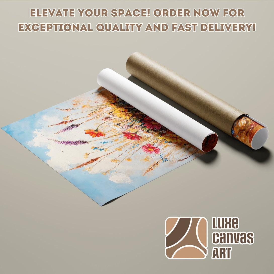 Poster Roll of vibrant floral art, featuring a colorful palette. Elevate your space with this beautiful art print!