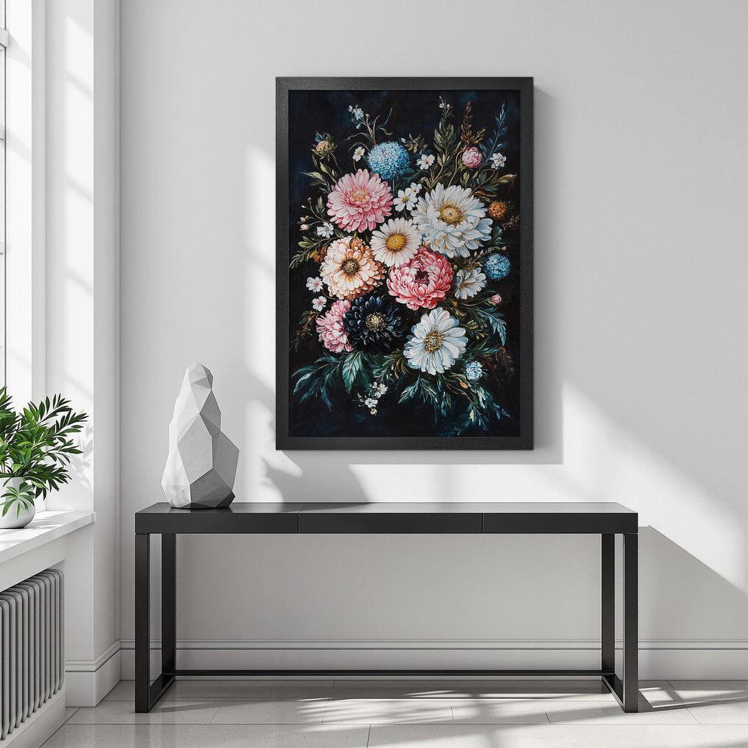 Framed Poster of a vibrant ocean scene in impressionist style, featuring blue, green, and beige hues. Perfect wall art for a coastal vibe.