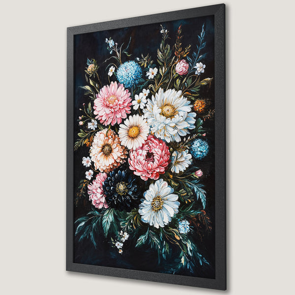 Framed Poster: Ocean waves painting in impressionist style, blue, green, and beige color palette. Perfect coastal wall art.